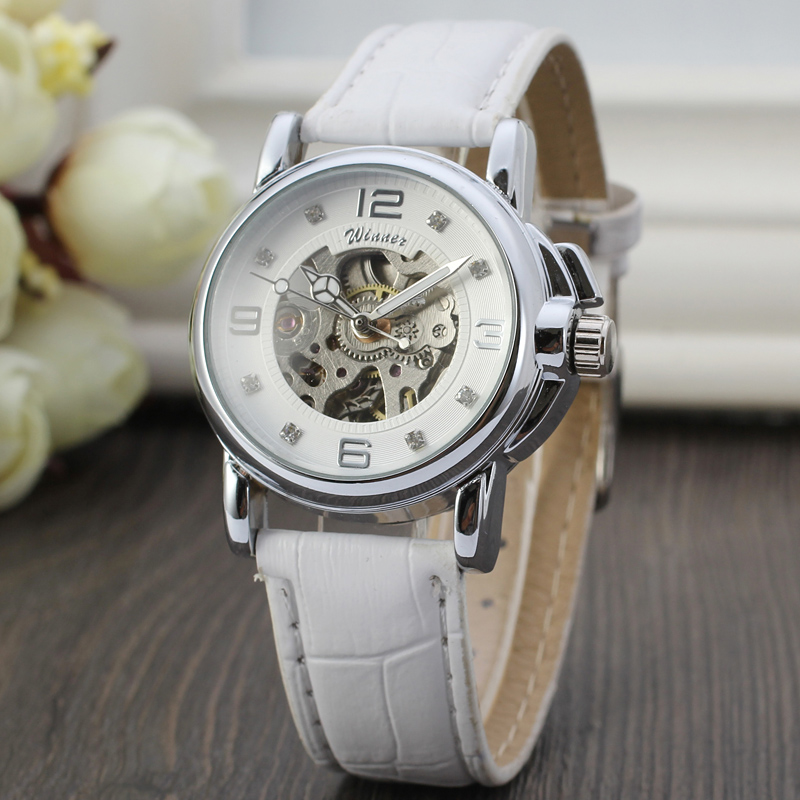Skeleton Mechanical Watch - T-WINNER Fashionelegant ladies wrist watch simple