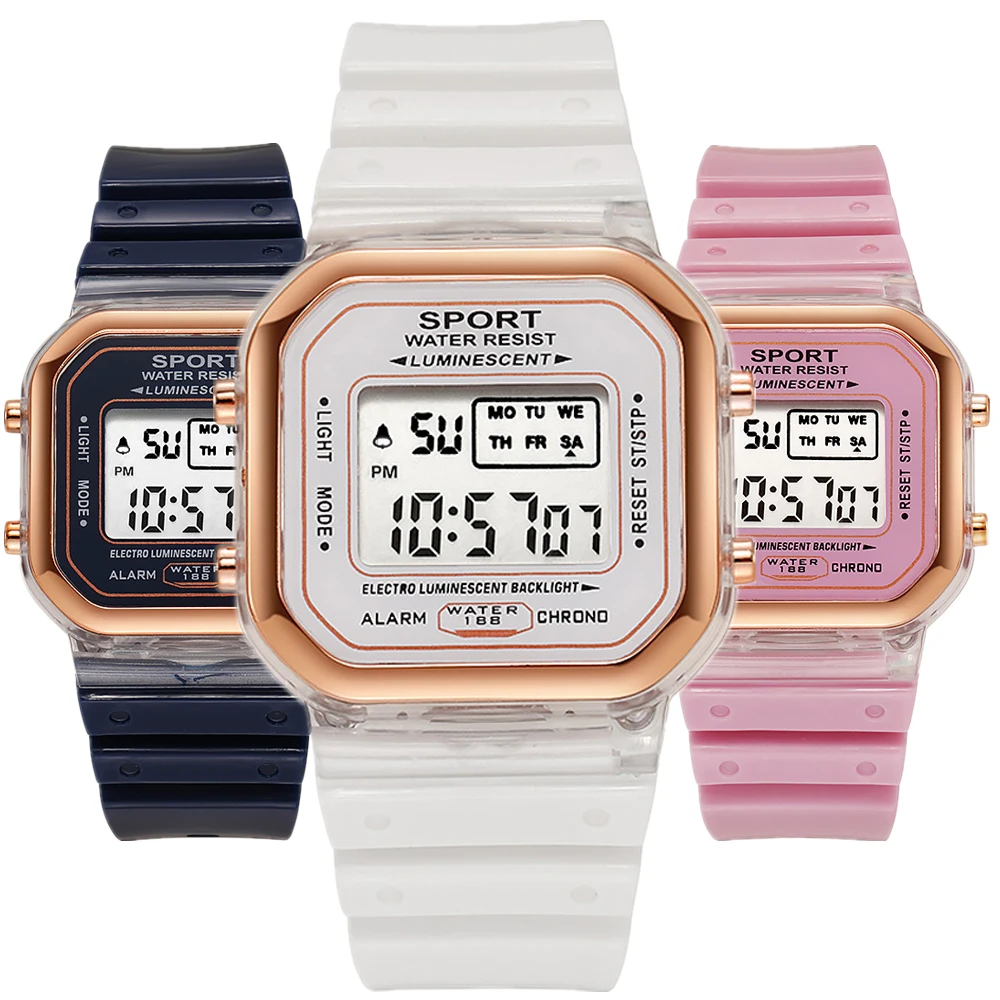 Chronograph Sport Watch - Fashion Brand Student Transparent Electronic Watch