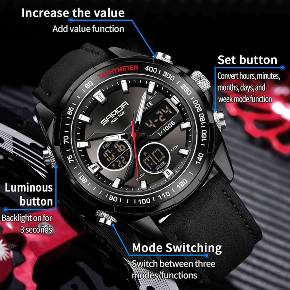 SANDA Luxury Chronograph Men W - Smartwatch Branded Watches For Men review and price