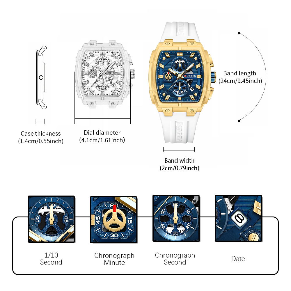 CURREN Luxury Vintage Watch fo - Chronograph Sport Watch review and price