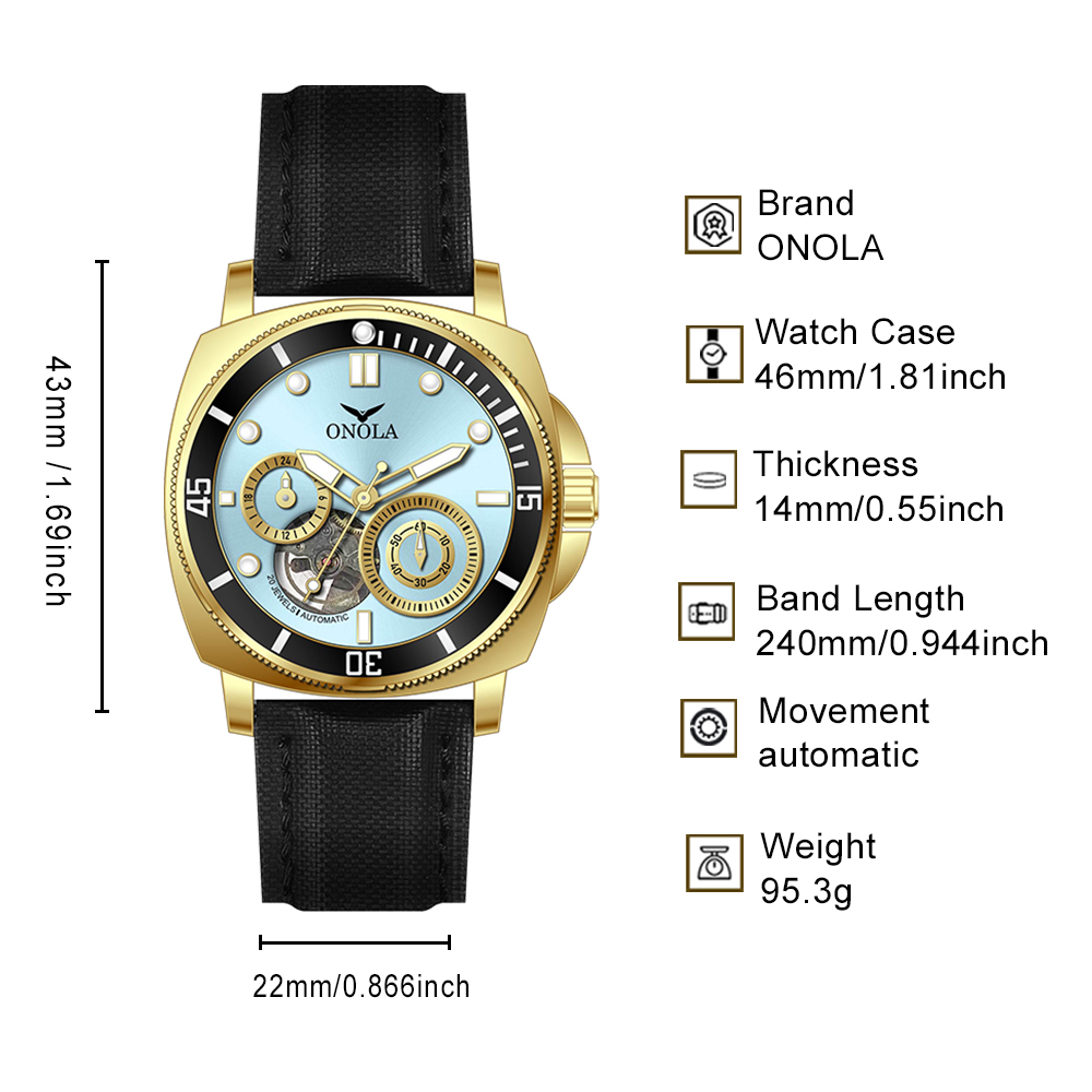 ONOLA men's mechanical watch,  - Skeleton Mechanical Watch review and price