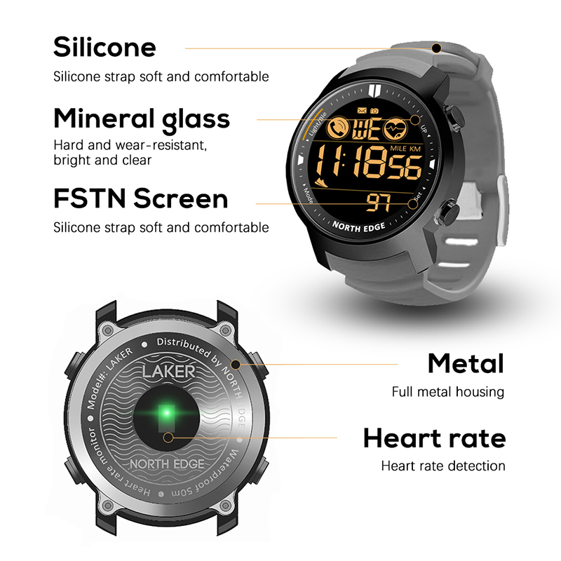 NORTH EDGE Smart Watch Men Hea - Smartwatch Running Watches For Men review and price