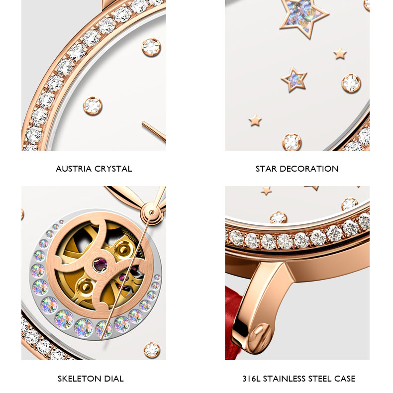 LOBINNI Luxury Women Watches,L - Skeleton Mechanical Watch review and price