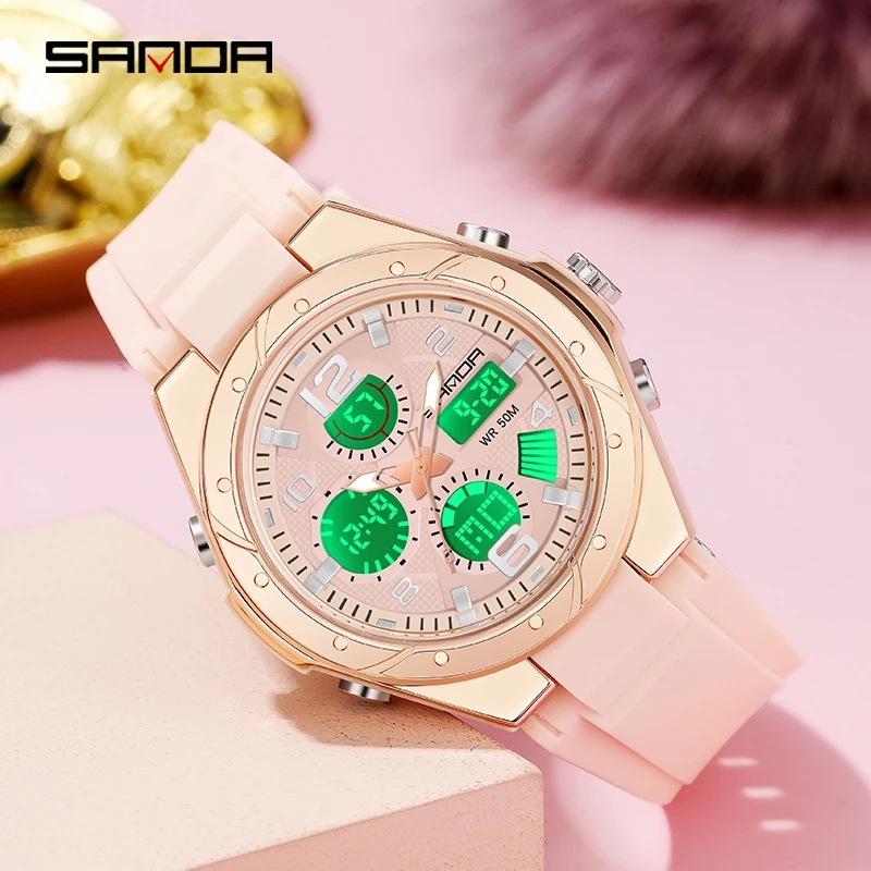 SANDA Pink Watch for Women Ana - Chronograph Sport Watch review and price