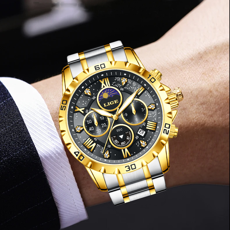 LIGE Top Brand Luxury Quartz M - Chronograph Sport Watch review and price