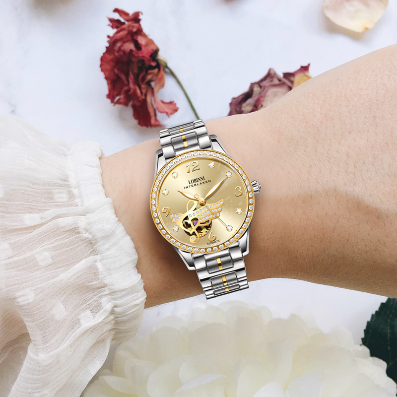 LOBINNI Women Automatic Watch  - Skeleton Mechanical Watch review and price